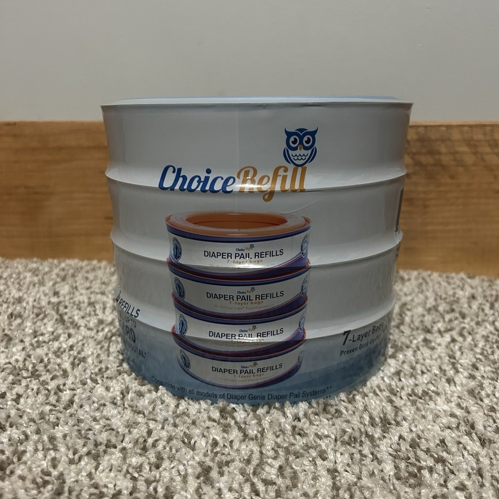 Choice Refill Diaper Pail Liners 4-Pack with 1080 Count compatible with genie‎